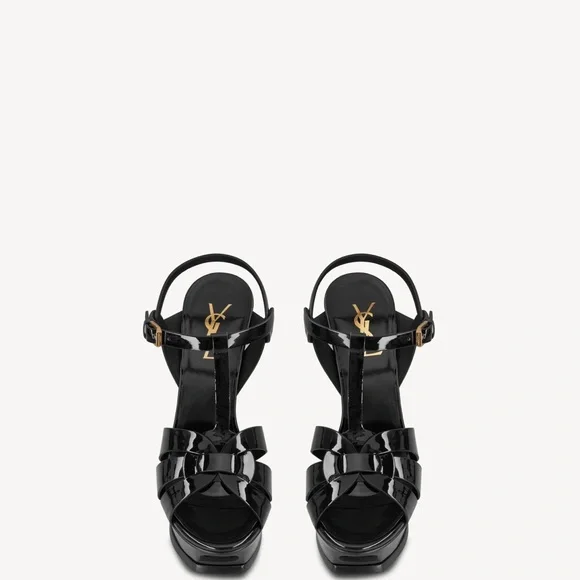 Yves Saint Laurent Glossy Black Platform Heels - Picture 13 of 13